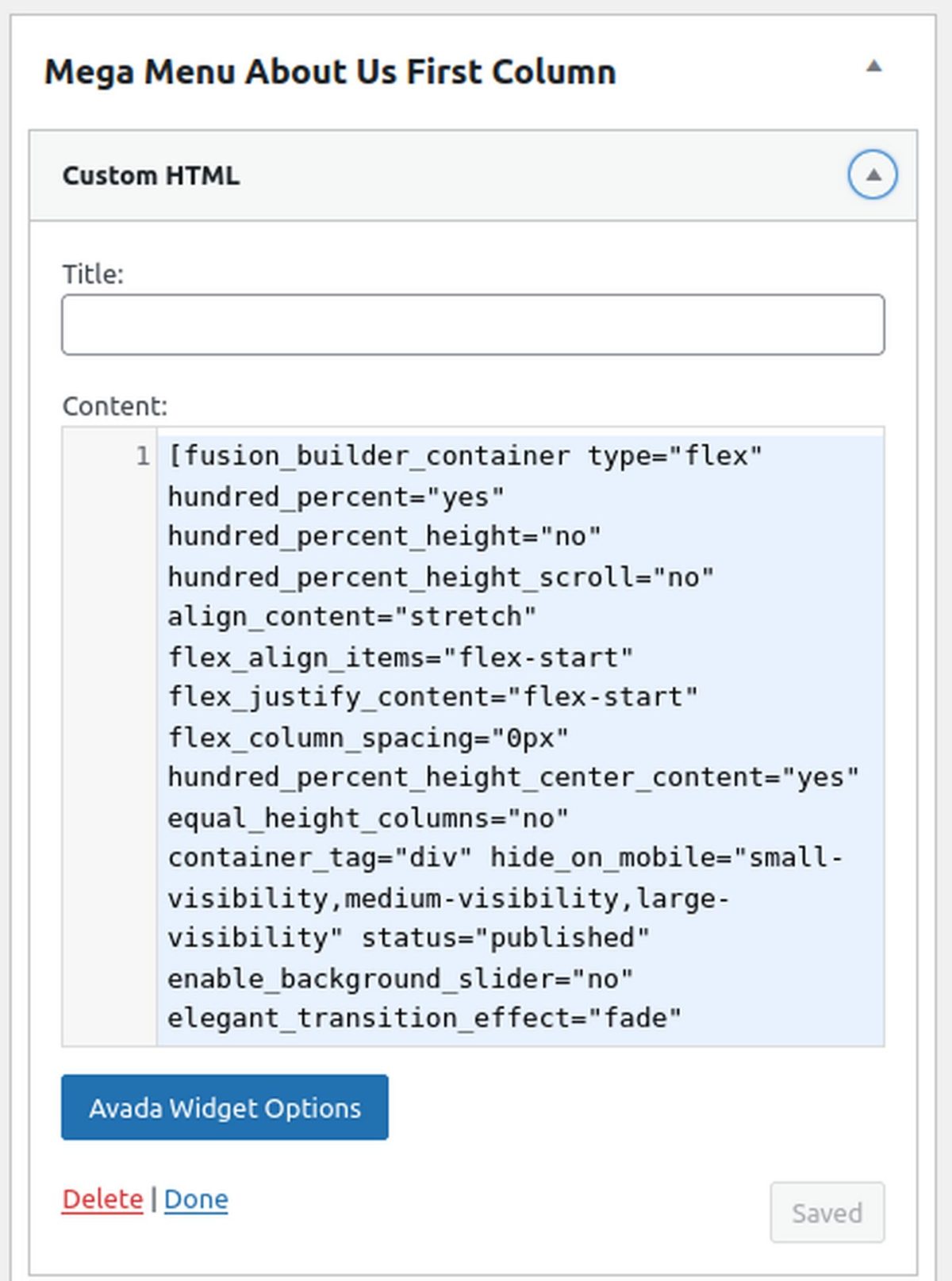 Avada Mega Menu Containers dans les widgets - DigitalSeeder
